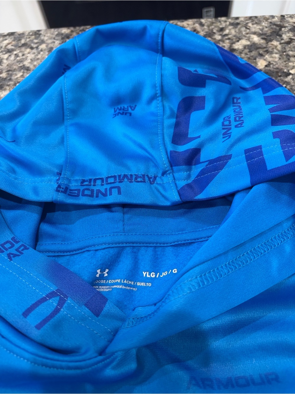 Under Armour Boys Blue Hooded Pullover Sweatshirt - Picture 2 of 9
